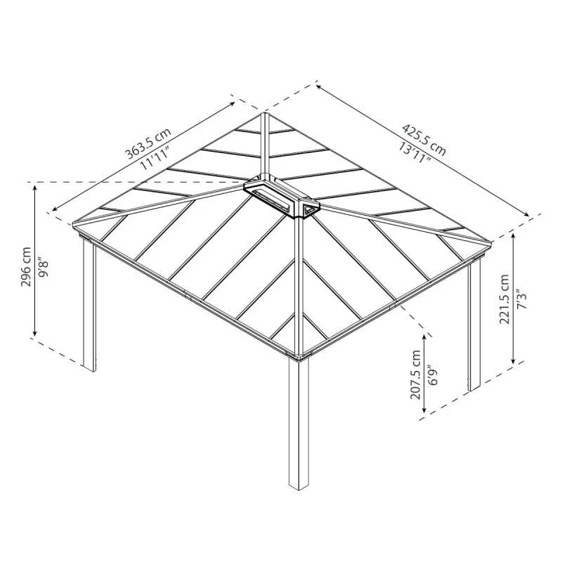 Tonnelle Dallas 4300 En Aluminium Et Polycarbonate Isolant Avec éclairage – Palram - Canopia 5 Tonnelle Dallas 4300 En Aluminium Et Polycarbonate Isolant Avec éclairage – Palram - Canopia – Image 3