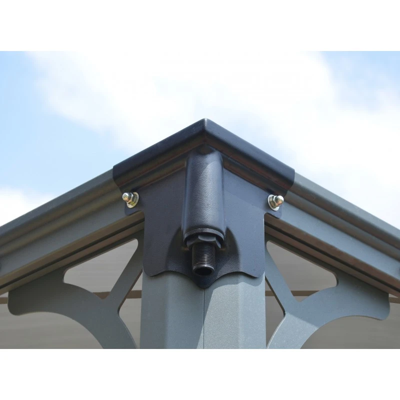 Tonnelle De Jardin 3x3m En Alu Gris Anthracite Et Polycarbonate 6 Tonnelle De Jardin 3x3m En Alu Gris Anthracite Et Polycarbonate – Image 4