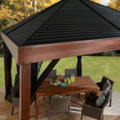 Tonnelle De Jardin Valencia 363x363cm En Aluminium Aspect Bois – SOJAG -Jardin Soldes tonnelle de jardin valencia 363x363cm en aluminium aspect bois sojag 3