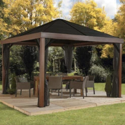 Tonnelle De Jardin Valencia 363x363cm En Aluminium Aspect Bois – SOJAG -Jardin Soldes tonnelle de jardin valencia 363x363cm en aluminium aspect bois sojag 4