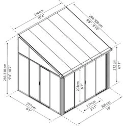 Véranda 300x305cm En Aluminium Blanc Et Polycarbonate 8mm Sanremo - Canopia By Palram -Jardin Soldes veranda 300x425cm en aluminium blanc et polycarbonate 8mm sanremo palram canopia 2