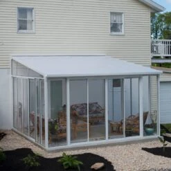 Véranda 400x425cm En Alu Blanc Et Polycarbonate 8mm Sanremo - Palram - Canopia -Jardin Soldes veranda 400x425cm en alu blanc et polycarbonate 8mm sanremo palram 4