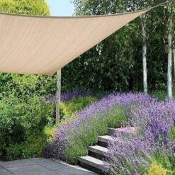 Voile D'ombrage Carrée Coolfit 500x500cm Couleur Sable – NESLING -Jardin Soldes voile d ombrage carree coolfit 500x500cm couleur sable nesling 2